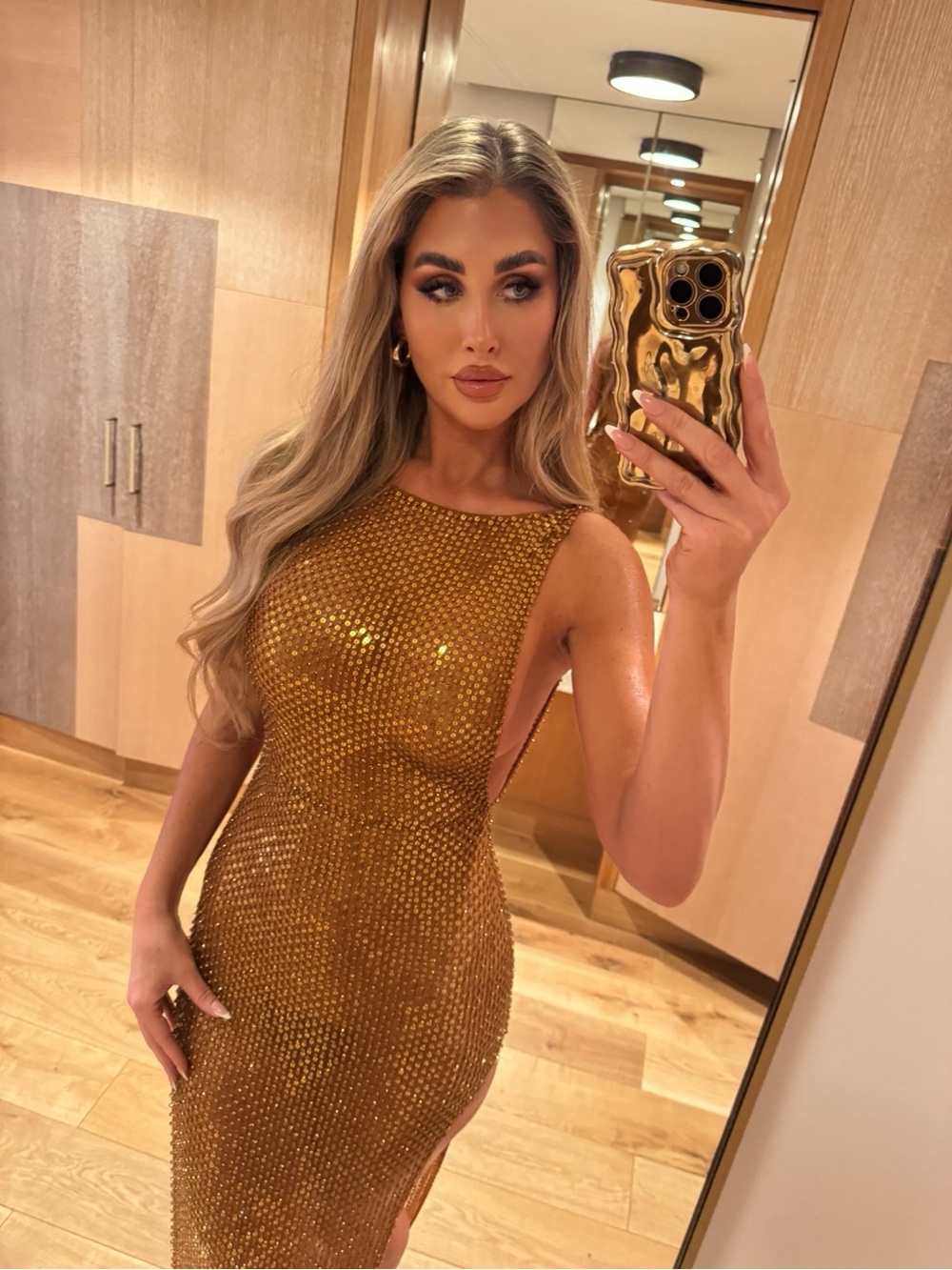 Retrofete Metallic Gold Sequin Sleeveless Maxi Gown - Picture 7 of 9